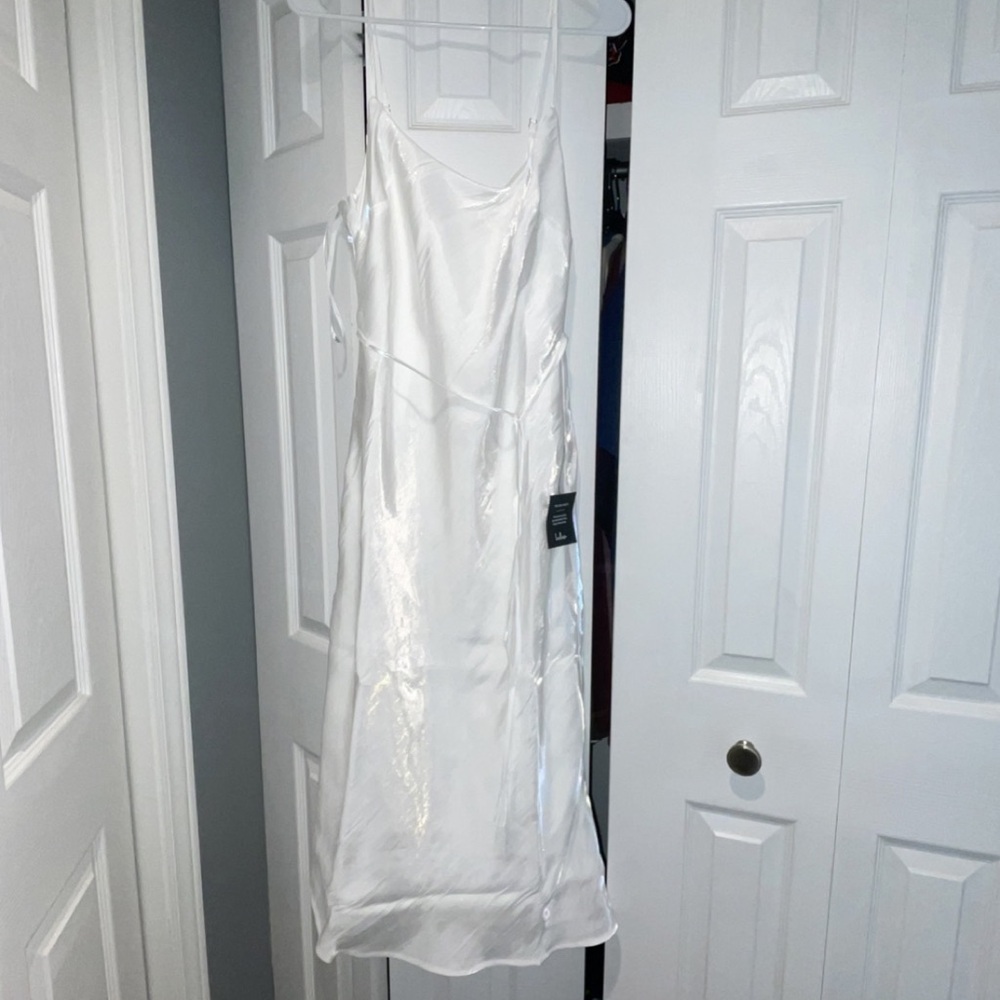 Lulu’s brand new white slip dress